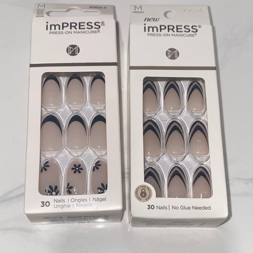 imPRESS Nude and Black Floral Press-On Nails